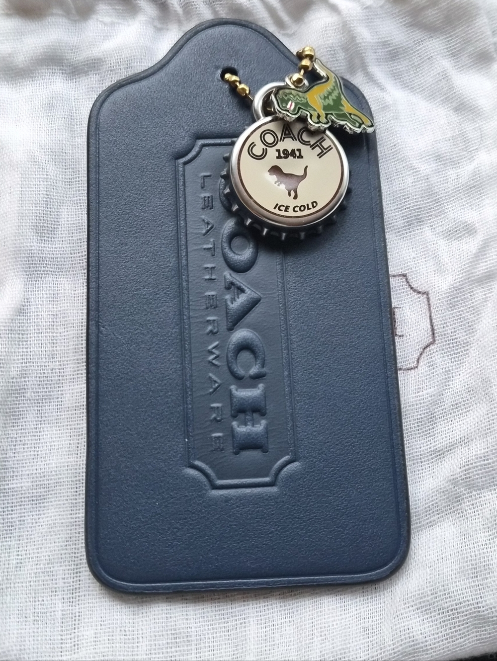 Coach Rexy 10th Birthday Blue Hangtag Bottle Cap Rare Metal Rexy Set W/ Dust Bag